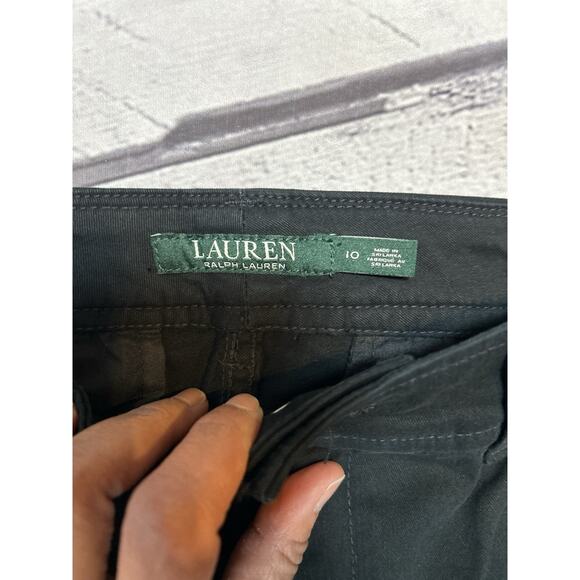 Lauren Ralph Lauren Black Stretch Cargo Moto Style Pants Size 10 with Zippers - Picture 7 of 8